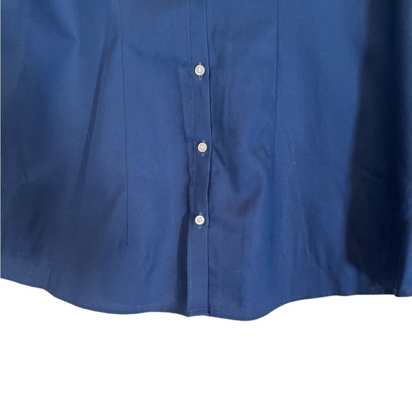 Lands' End Womens Navy Blue Solid Color Shirt in Size 6 - Picture 4 of 7
